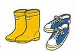 黄色い雨靴と青いスニーカーのイラスト