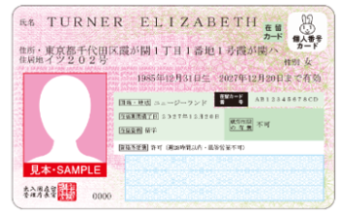 特定在留カード（表面）