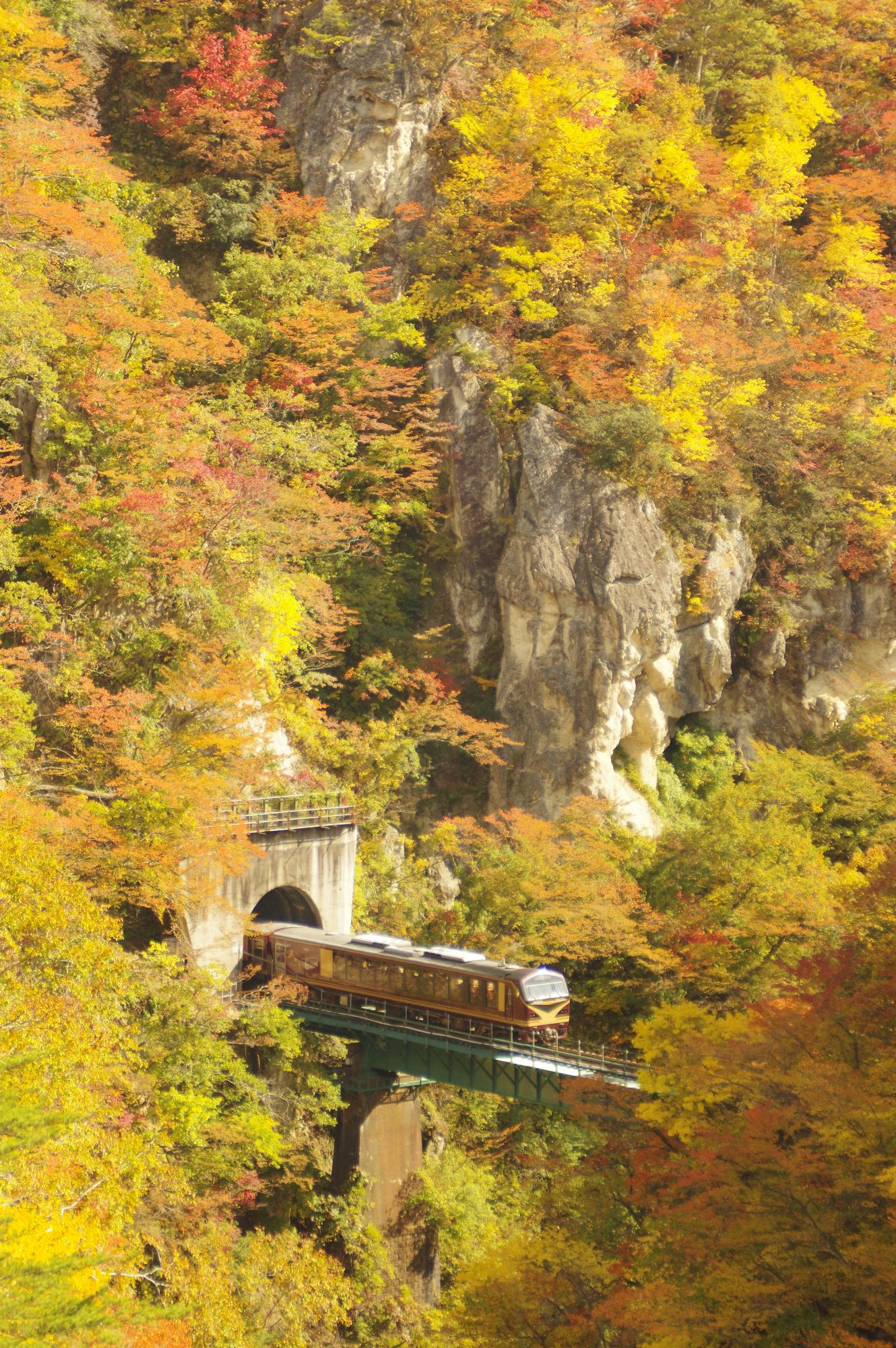 鳴子峡から撮影した列車写真