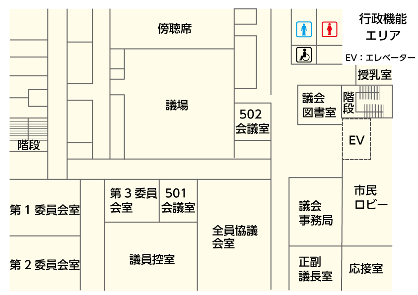 大崎市役所庁舎配置図5階