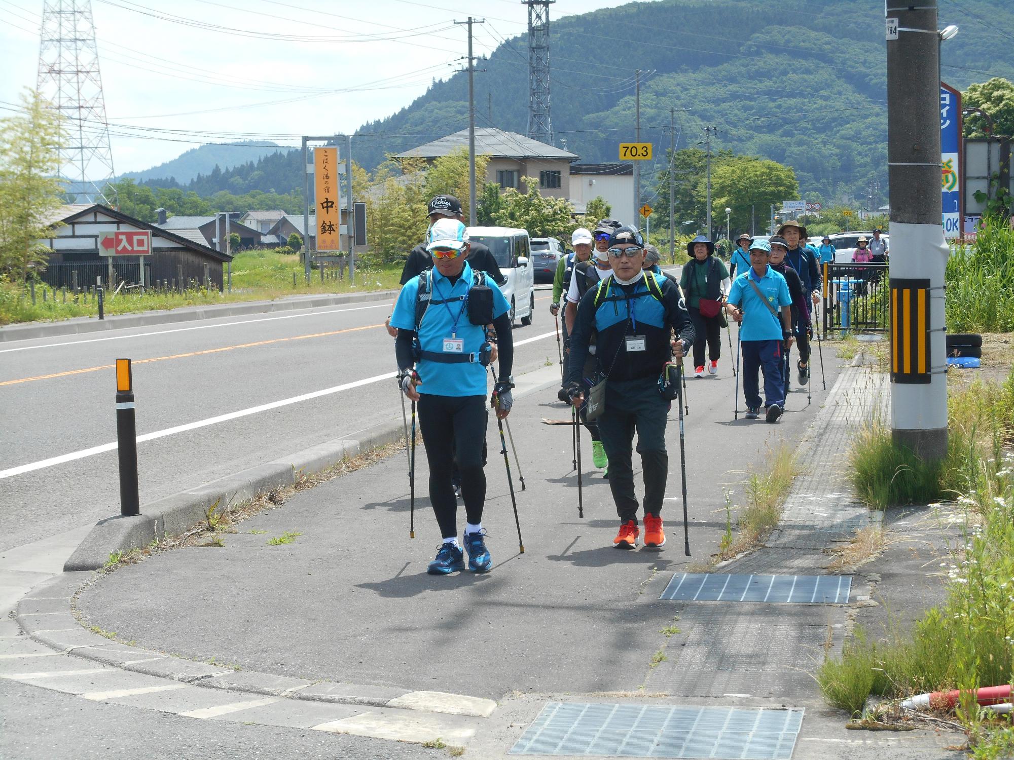 鳴子公民館から川渡温泉方面周辺の約5キロメートルをウォーキングしている写真