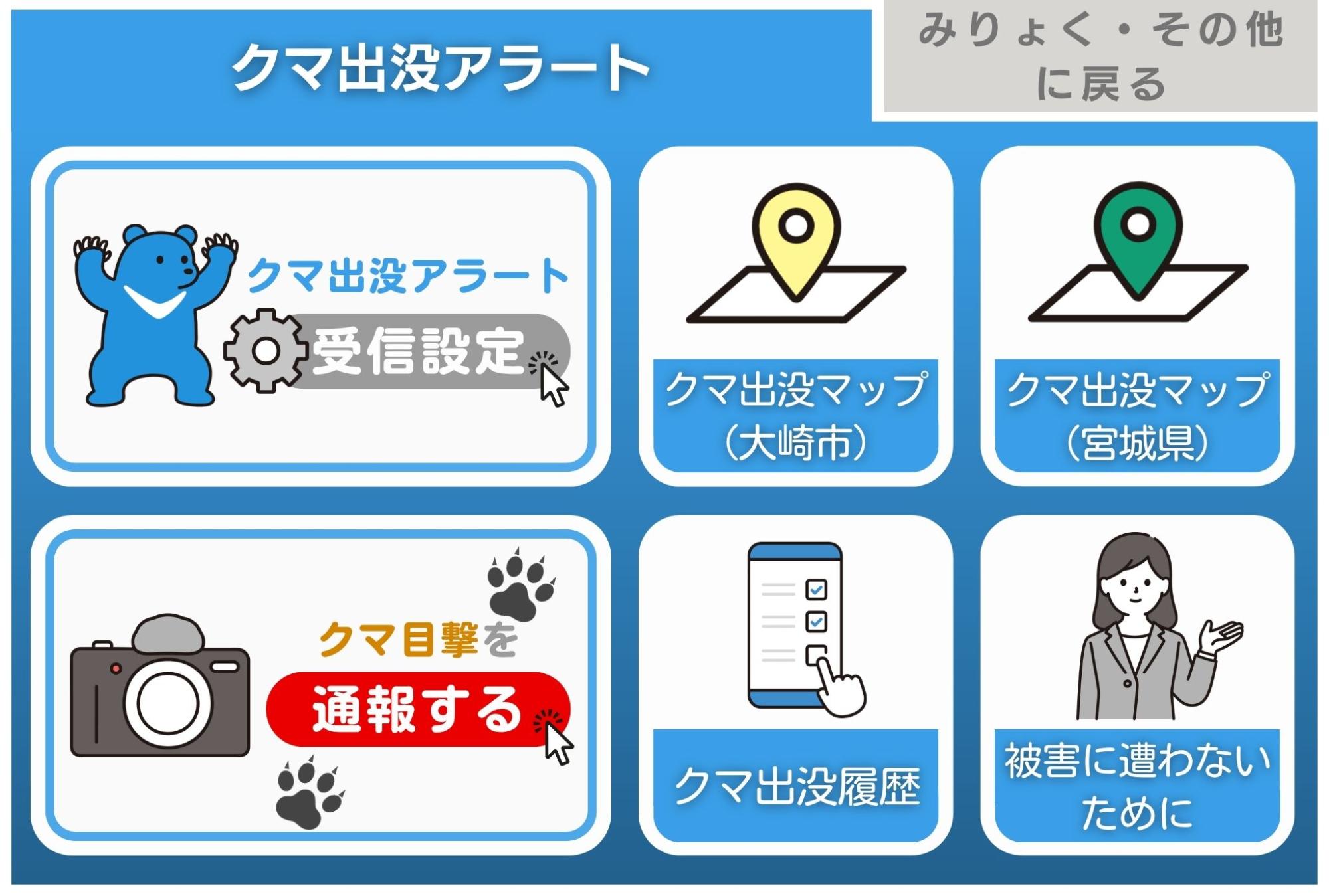 クマ出没アラートメニュー